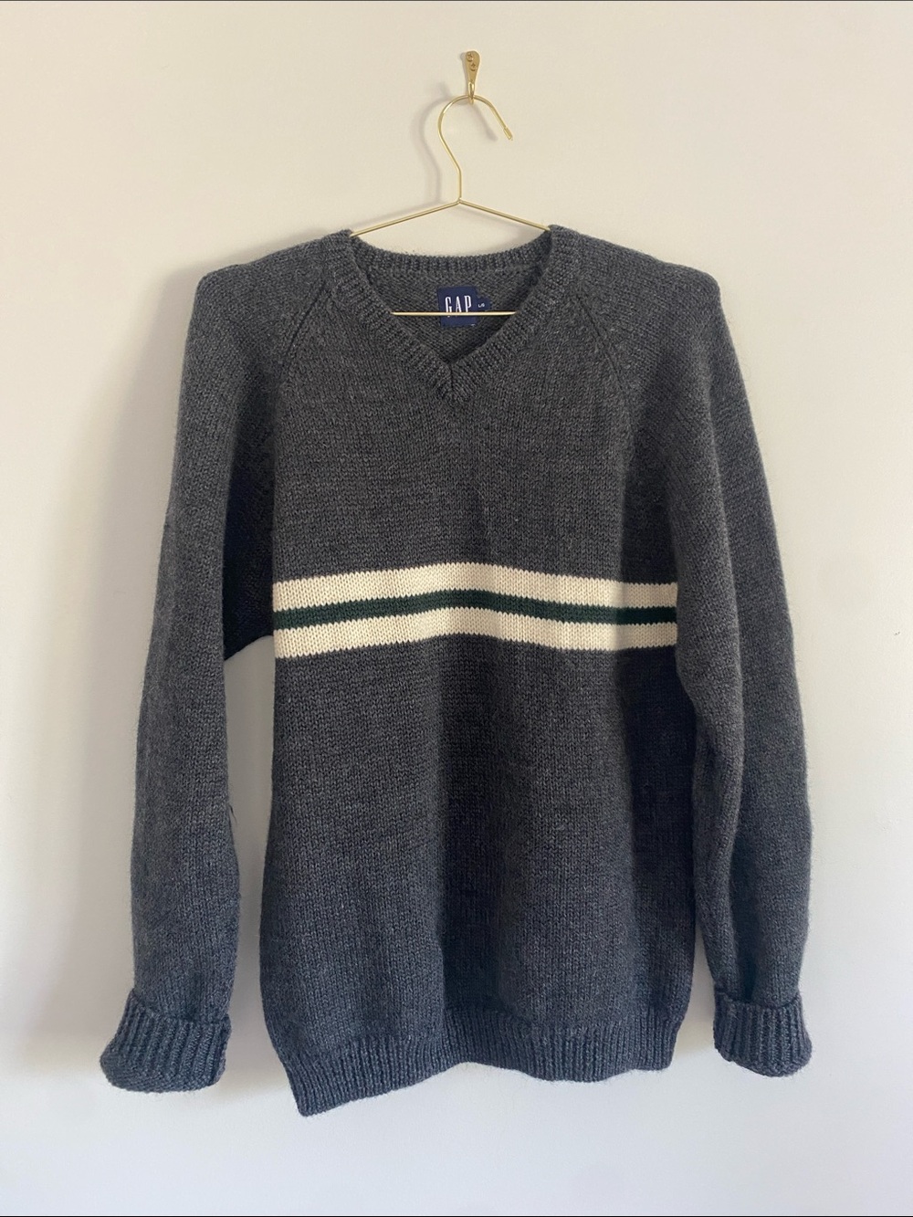 Vintage GAP Wool V Neck Varsity Stripe Knit